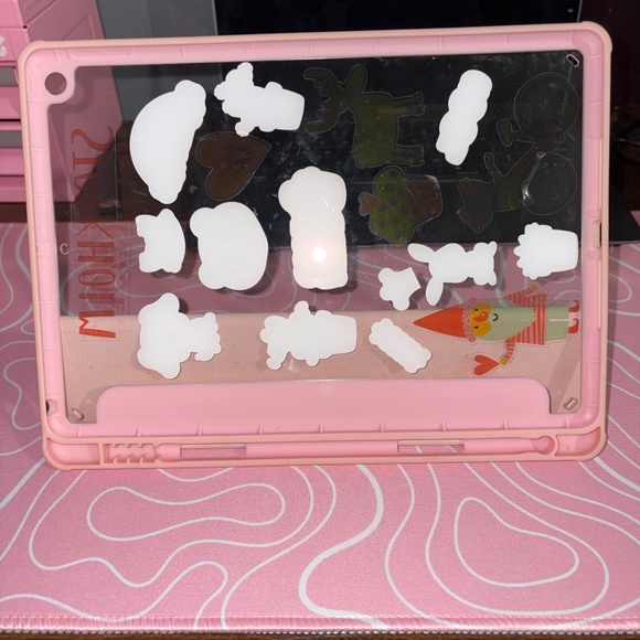 Pink 9th Generation iPad Case With Clear Back and Cute Stickers - Picture 1 of 4